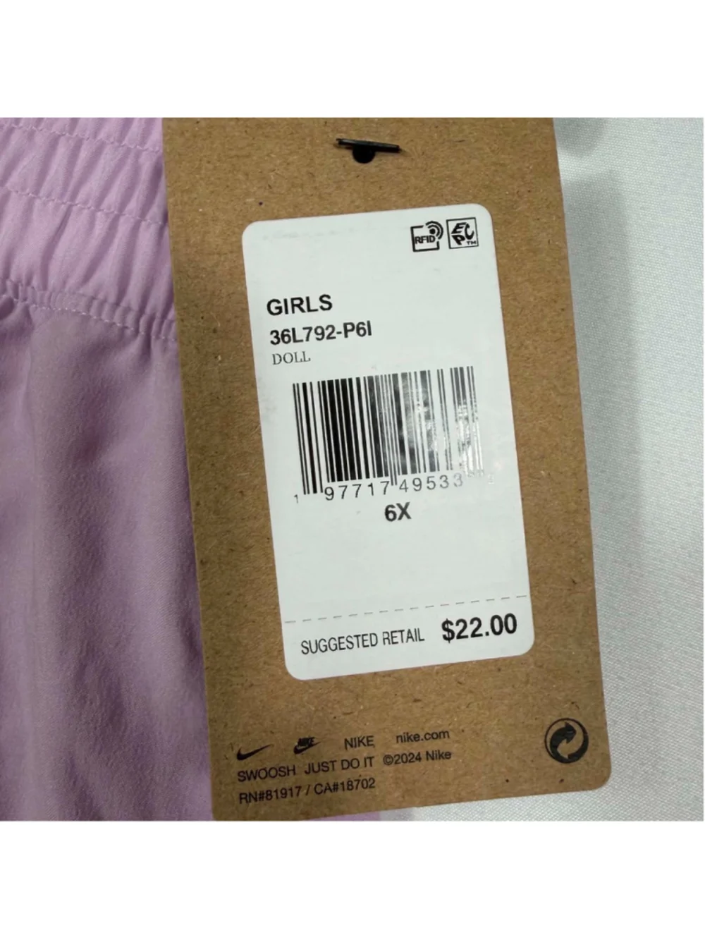 Nike Dri-Fit Running Shorts Purple Active Sport Athletic Girls Size 6X NWT